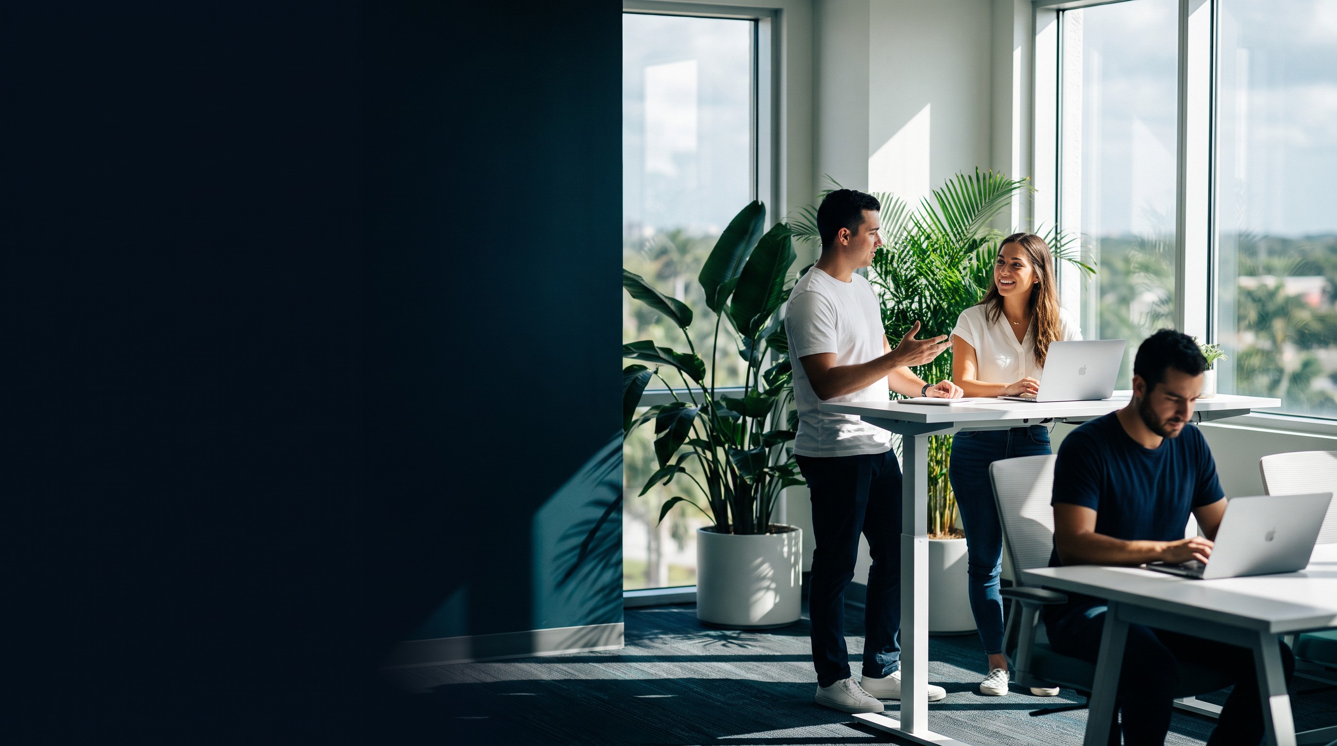 A small team at work in a bright office